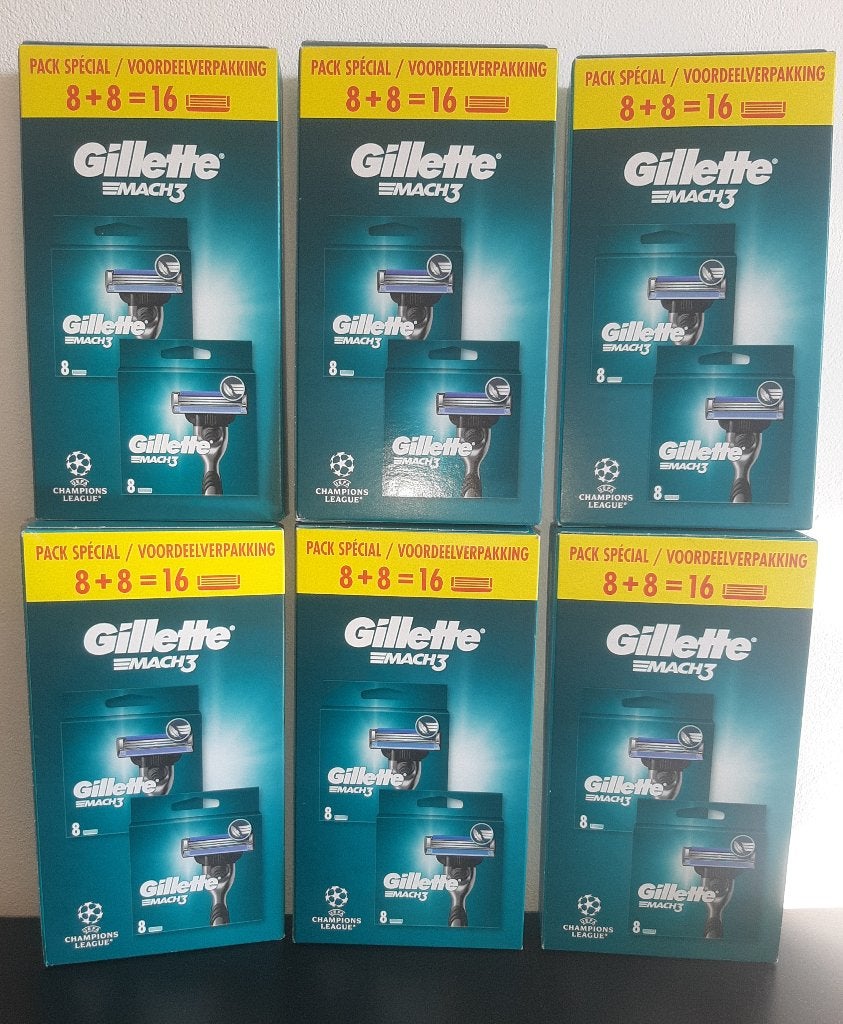 Gillette Mach3 pak 16 mesjes, Ophalen of Verzenden, Nieuw, Gehele gezicht, Verzorging