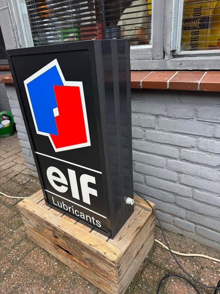 Vintage Elf Lubricants Lichtbak Reclamebord