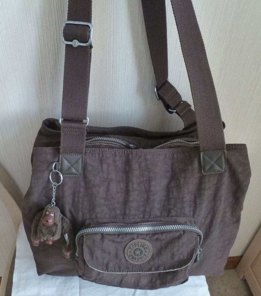Kipling grote maar multifunctionele luiertas + aap, 40 tot 60 cm, Gebruikt, Bruin, Minder dan 35 cm
