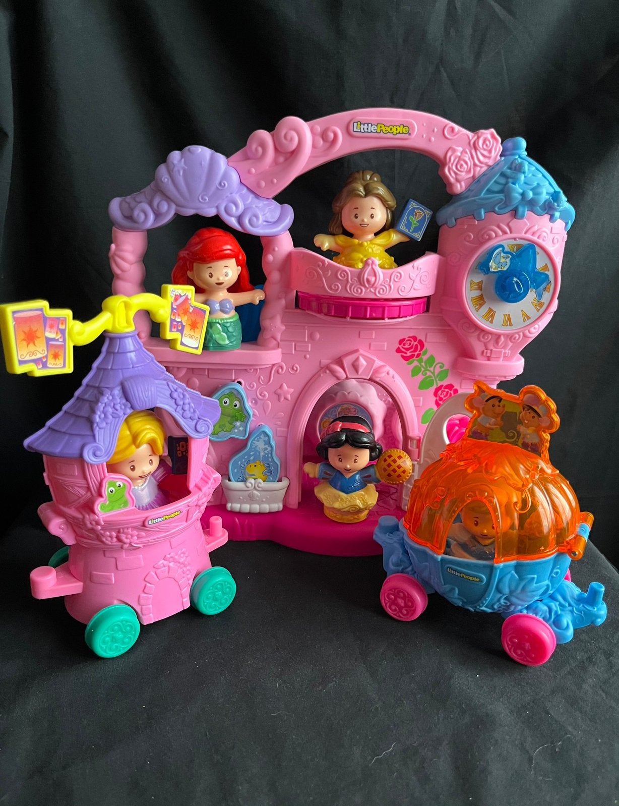 Little People | Disney | Prinsessenkasteel 2 koetsen/floats, Ophalen of Verzenden, Zo goed als nieuw