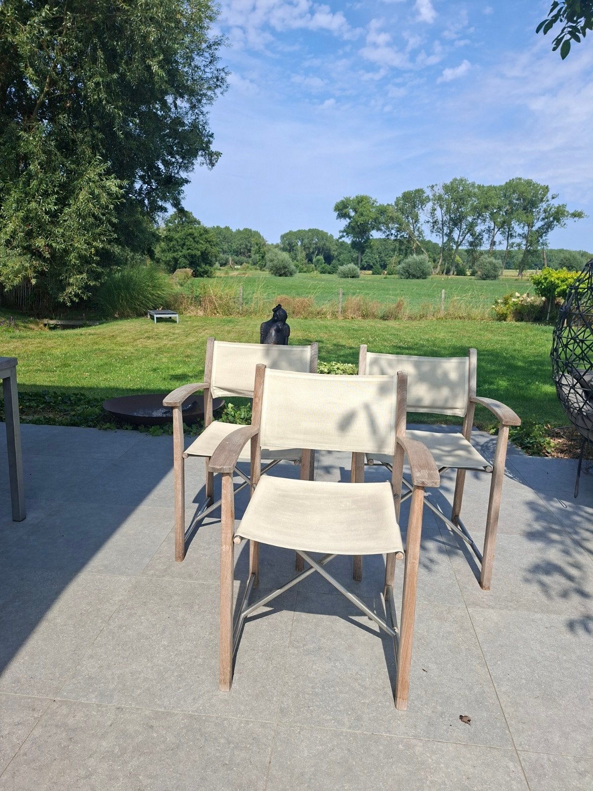 Ensemble de 6 chaises de jardin Gloster — teck et acier inox, Chaise, Salons de jardin, Utilisé, 6 places
