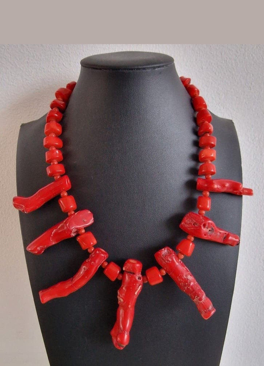Grand collier épais en corail rouge, bijou tendance, Envoi, Pendentif