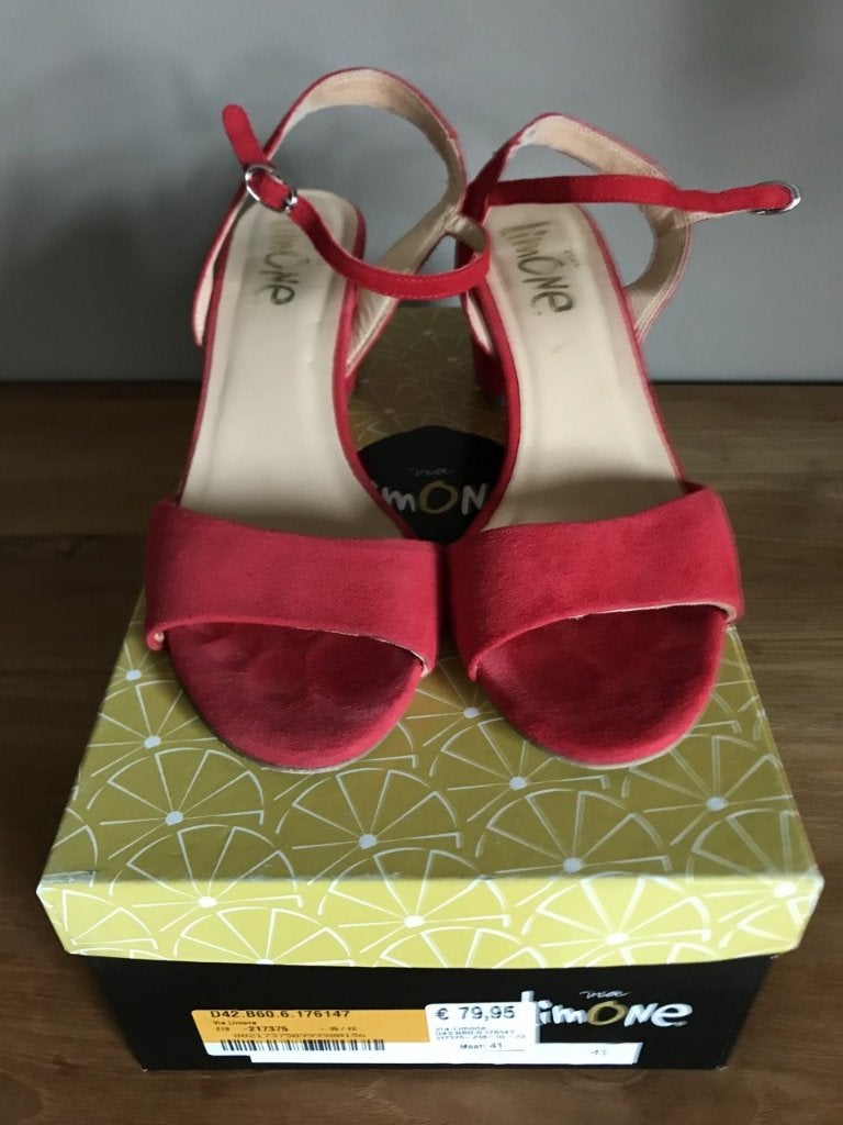 Rode sandalen met hak van LIMONE, maat 41, Kleding | Dames, Zo goed als nieuw, Limone, Rood, Sandalen of Muiltjes