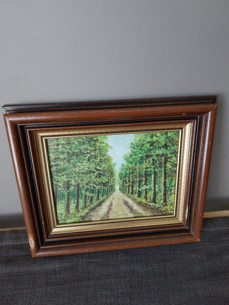 A. Jacmain – "Het einde van het bos" – Olieverf op paneel, Antiquités & Art, Art | Peinture | Classique, Peinture à l'huile, Panneau