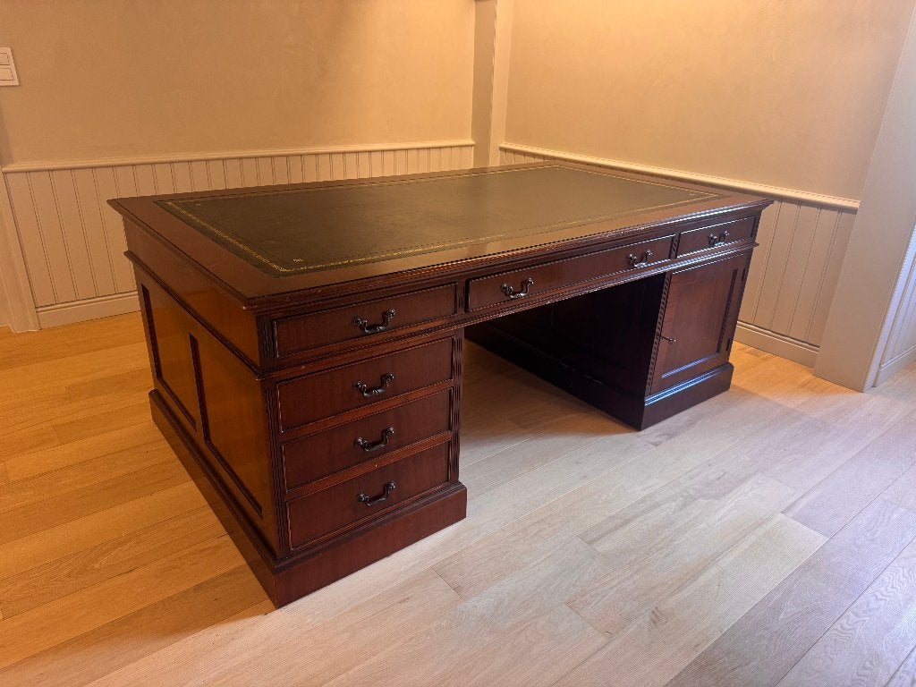 Imposant mahoniehouten bureau / partnerdesk – 200cm & 110cm, Antiek en Kunst, Ophalen