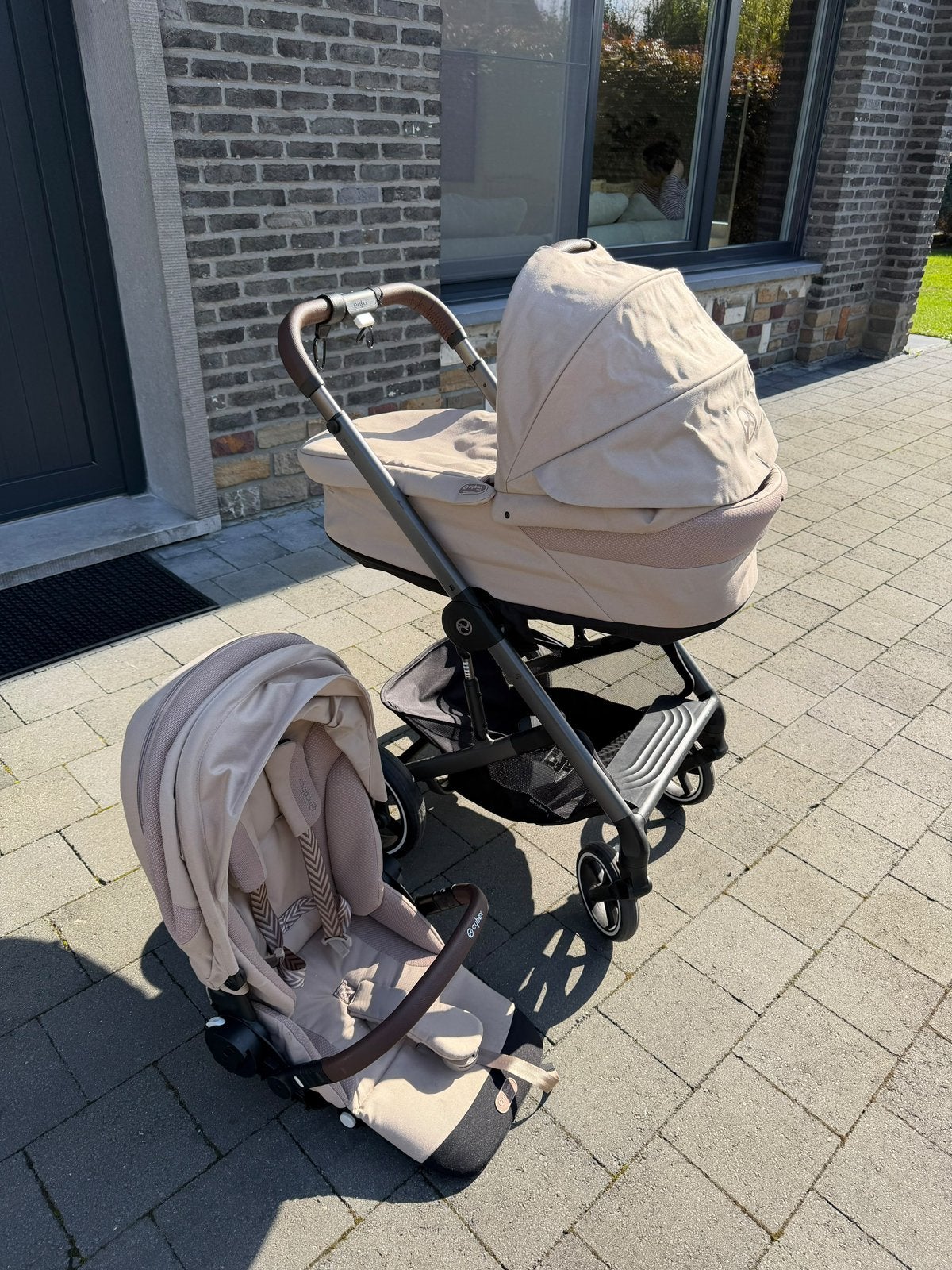 Cybex Balios S Lux2 Almond Beige Complete 2-in-1 kinderwagen, Kinderen en Baby's, Zo goed als nieuw, Combiwagen, Met reiswieg