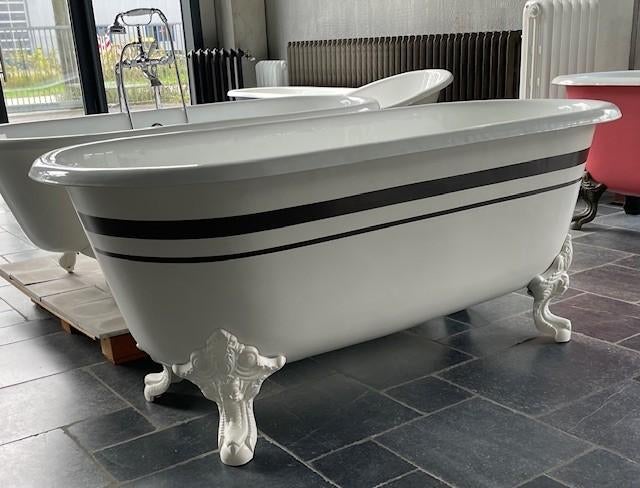 Baignoire à roulettes vintage XL en fonte avec drain et siph, Enlèvement