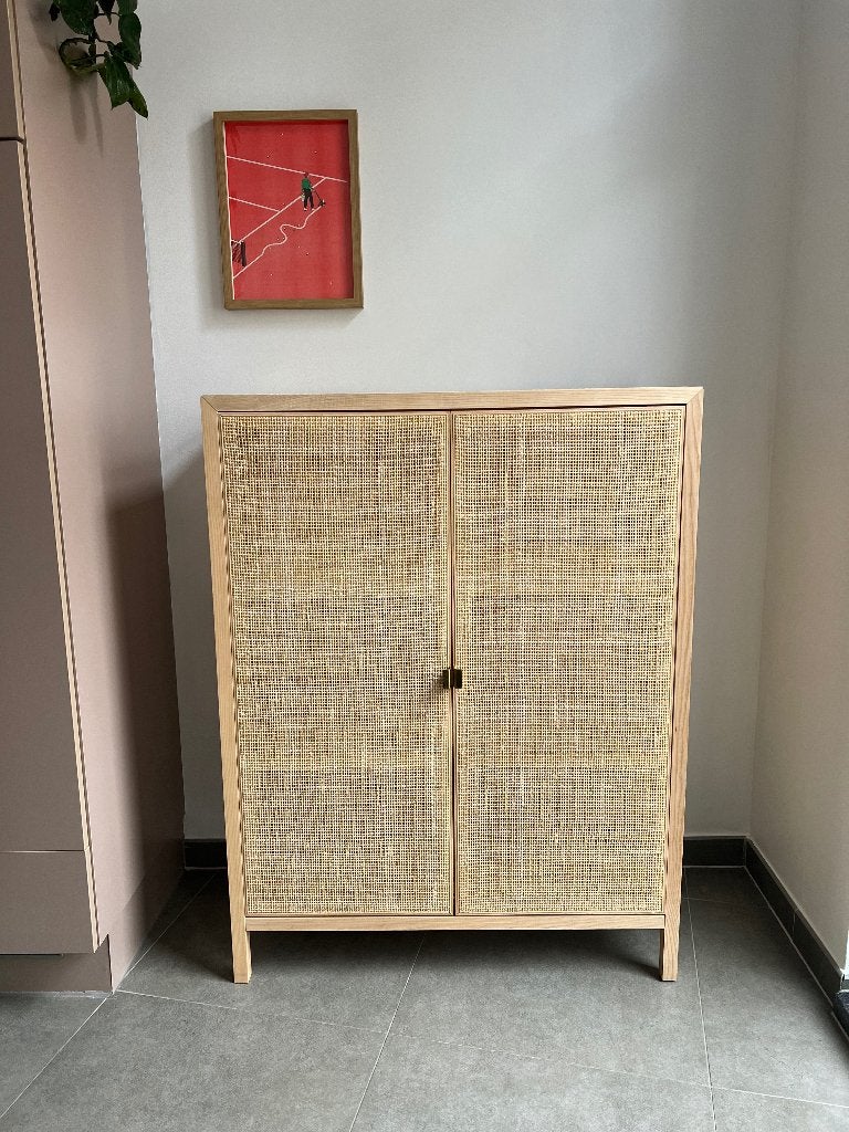 Ikea Stockholm rotan kast, Huis en Inrichting, Kasten | Dressoirs, Zo goed als nieuw, 50 tot 100 cm, 25 tot 50 cm, Met deur(en)