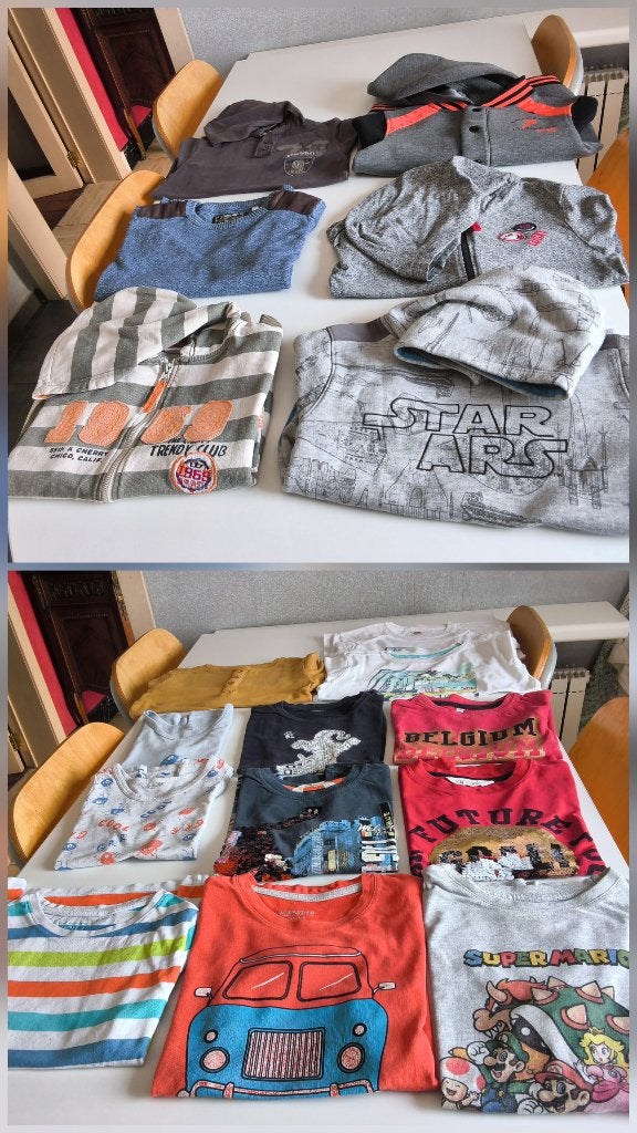 Lot vêtements enfant T. 7-8 ans /pulls/gilets/t-shirt/sweat, Enlèvement ou Envoi, Utilisé, Garçon
