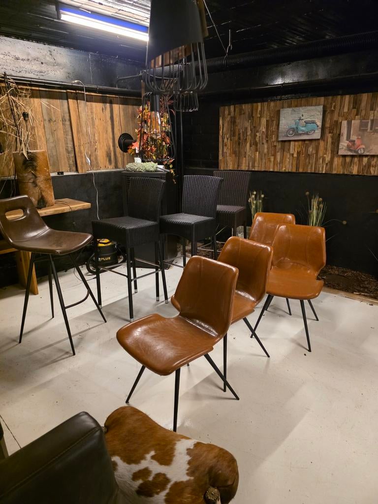 4x cognac stoelen, Huis en Inrichting, Stoelen, Ophalen