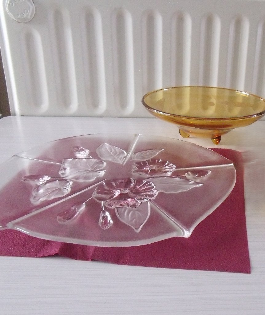 plats art déco ambre &  plat tarte fleurs roses = 20€ pièce, Antiquités & Art, Enlèvement