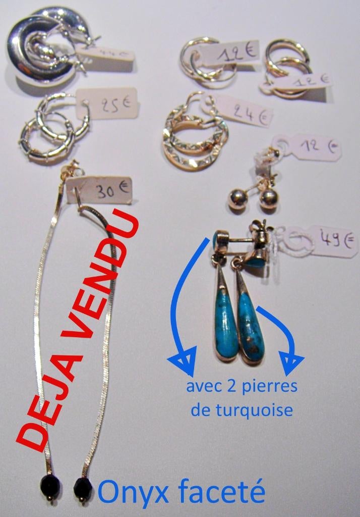 Boucles d'oreille / créoles argent avec/sans pierre NEUVES, Neuf, Enlèvement ou Envoi, Avec pierre précieuse, Argent