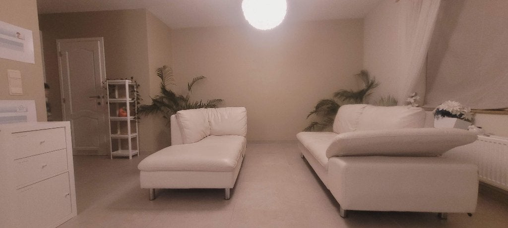 Mooie witte bank, Ophalen, Gebruikt, Leer, Elégant et simple
