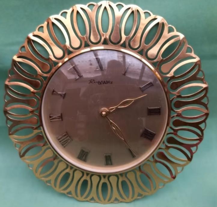 Horloge murale vintage en or Richter, solaire, Space Age, Enlèvement ou Envoi, Maison et Meubles