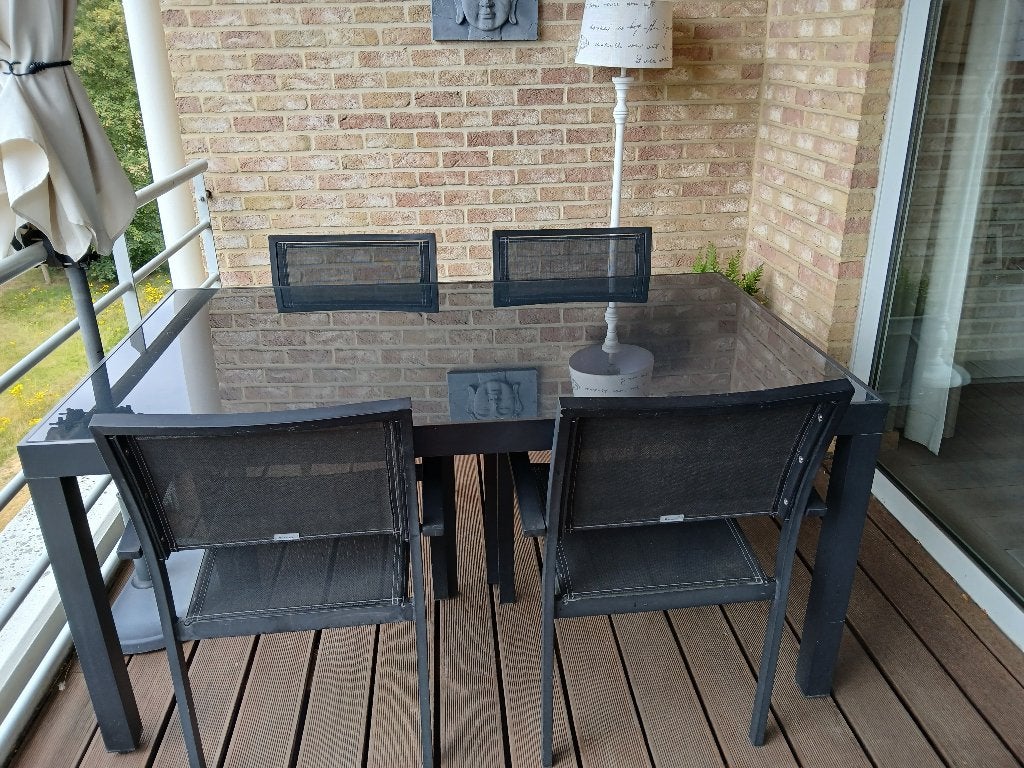 Tuinset : tafel met 4 stoelen, Ophalen, 4 zitplaatsen, Aluminium, Zo goed als nieuw
