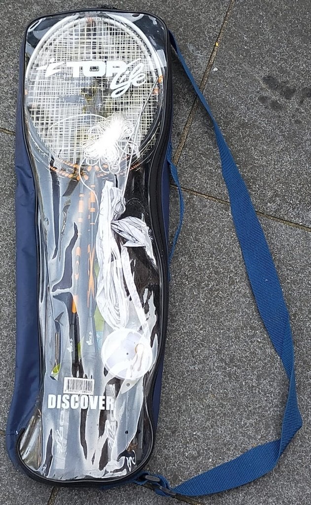 4 Badminton Rackets met net, Sport en Fitness, Badminton, Ophalen, Gebruikt, Racket(s)