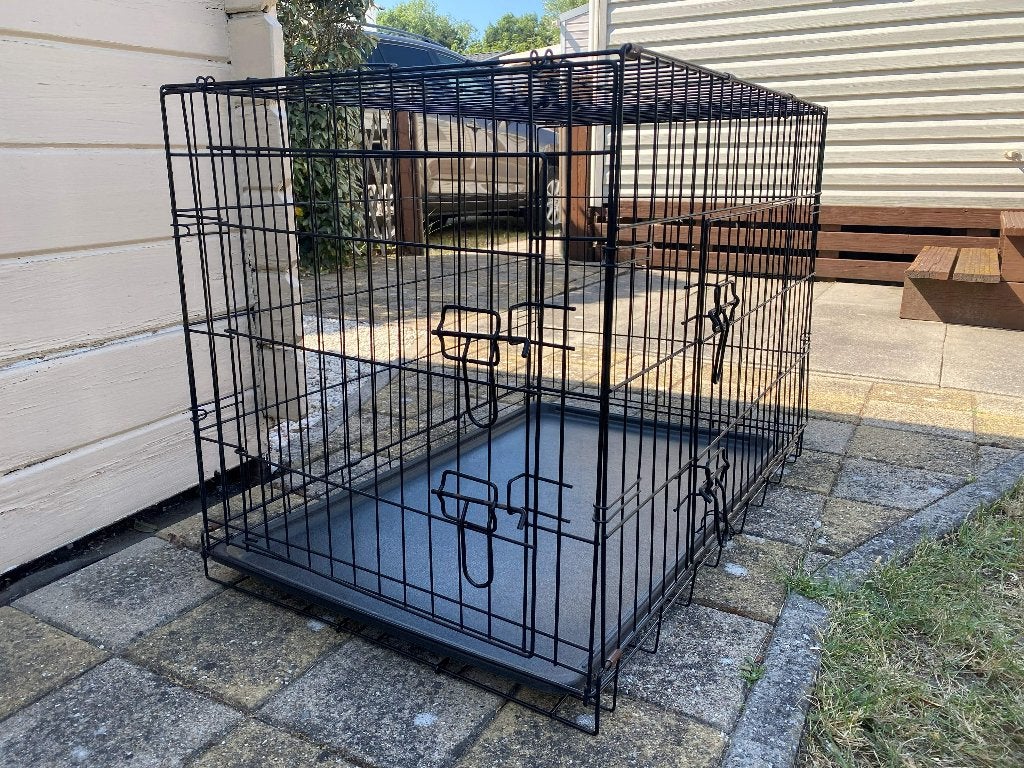 Hondenbench in zwart metaal L, Ophalen, Gebruikt