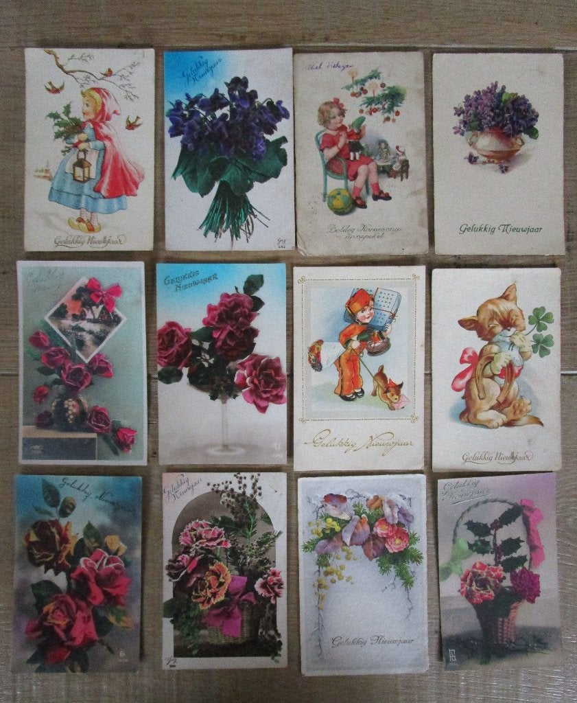 184 oude postkaarten fantasie, Ophalen of Verzenden, 1920 tot 1940, Gelopen, Feest(dag)