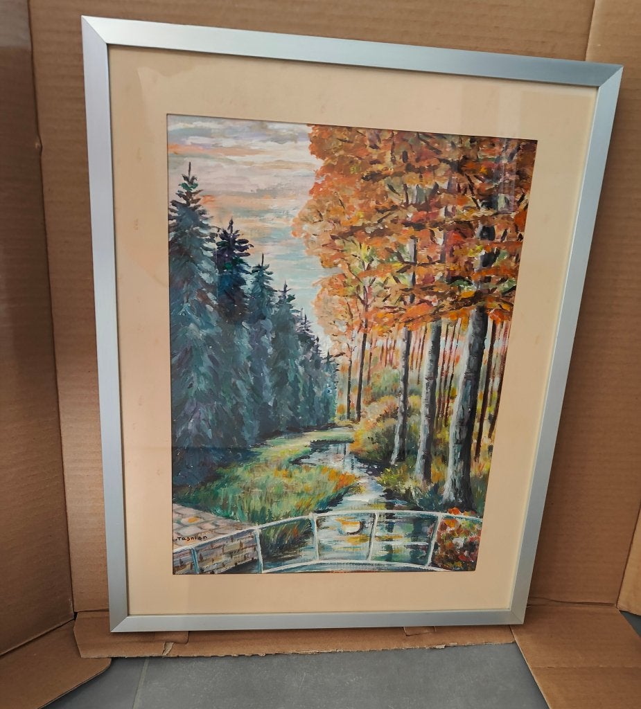 Schilderij bos, Antiek en Kunst, Kunst | Schilderijen | Modern, Ophalen, Overige materialen, Aquarel, Landschap