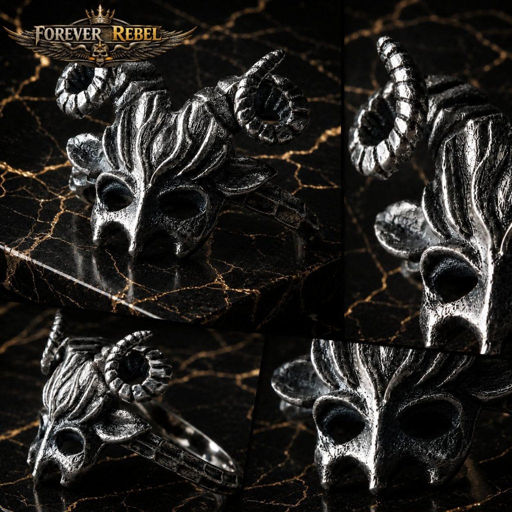 The Horned Reaper - 925 Zilver, Bijoux, Sacs & Beauté, Neuf, Enlèvement ou Envoi, Femme ou Homme, Argent