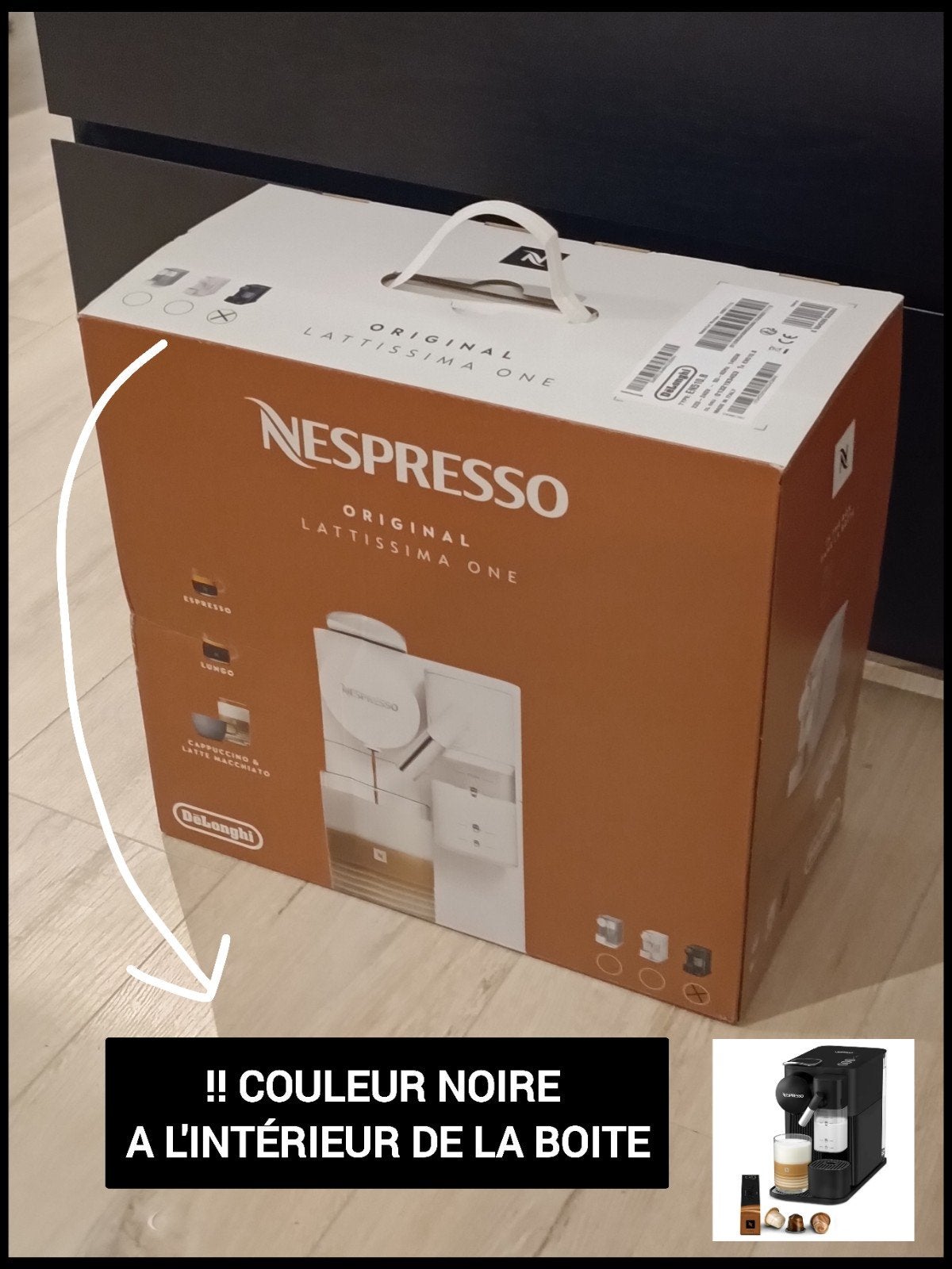 DeLonghi Lattissima NOIRE NEUVE Garantie2ans/Option:+100caps, Electroménager, Enlèvement, Neuf