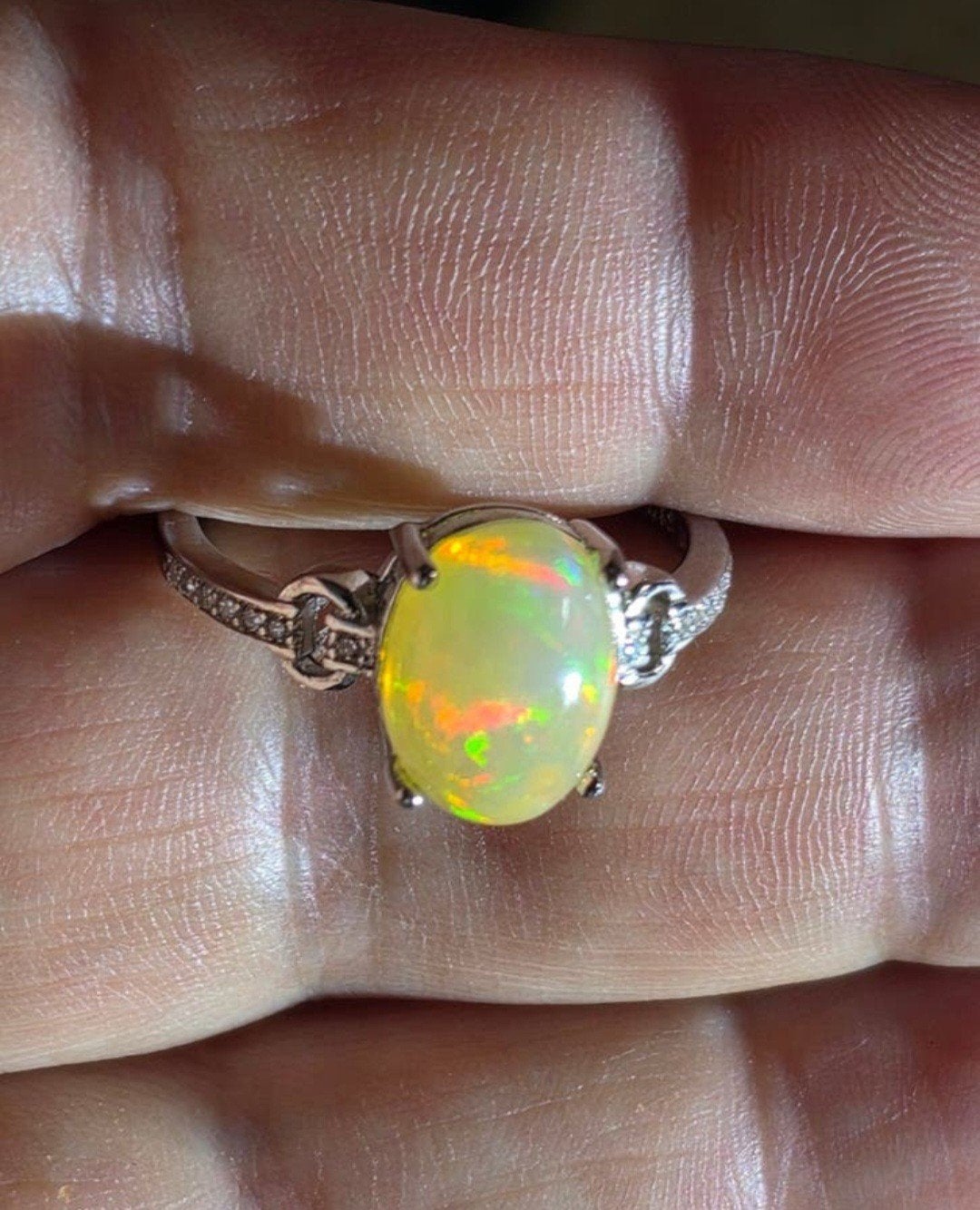 Belle bague en argent sterling avec opale naturelle d'Éthiop, Neuf, Enlèvement, Argent, Argent