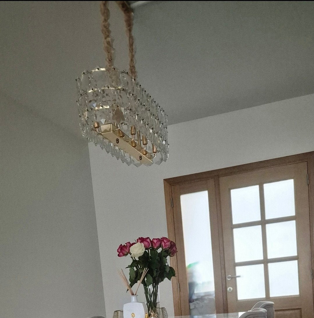 Hanglamp goudkleurig crystal, Ophalen, Inclusief lichtbron, Nieuw, Plafondlamp