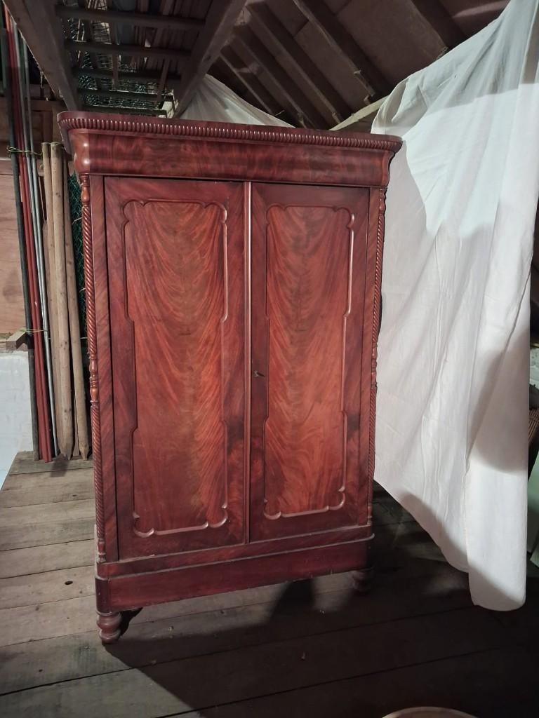 antieke mahonie houten leg- of hangkast, Ophalen