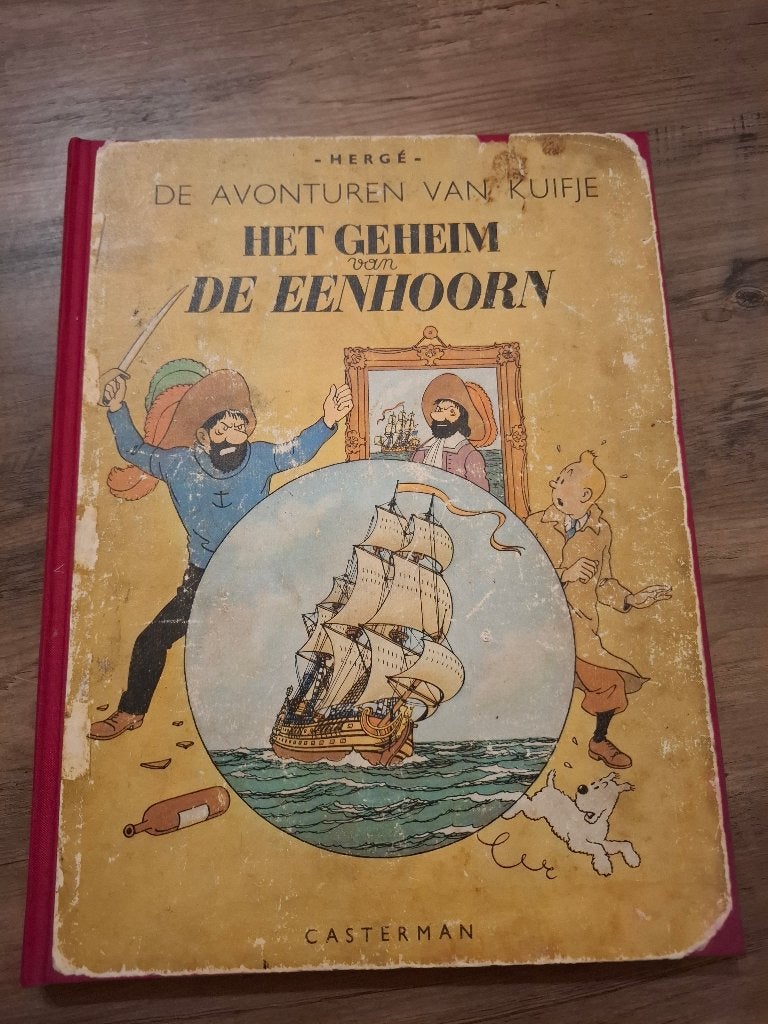 Kuifje. Het geheim van de eenhoorn 1946 1e druk, Une BD, Enlèvement, Utilisé, Herge