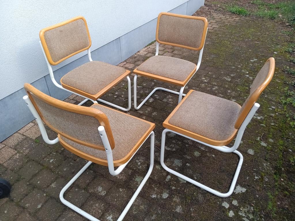 4 vintage design sledestoelen, Huis en Inrichting, Ophalen, Stof