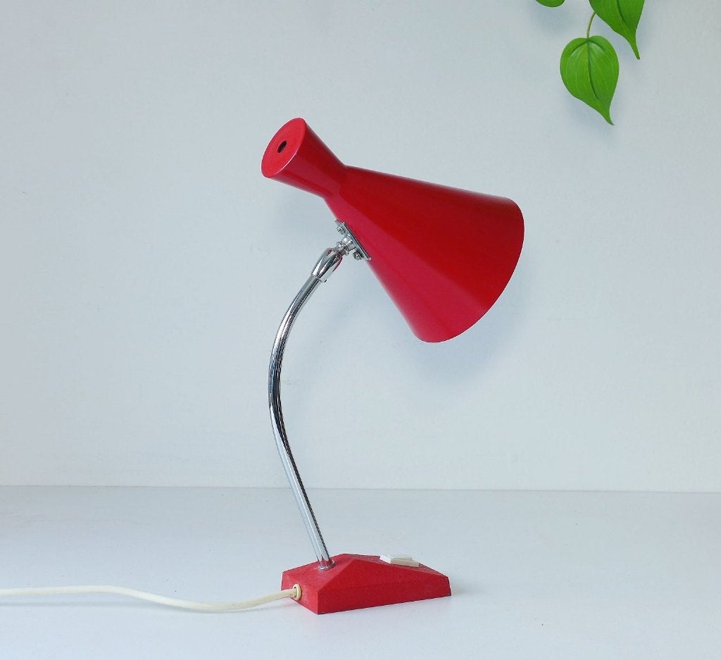 Lampe de table, années 1960, 1970 - Hustadt Lampe Diabolo, Rouge, Enlèvement ou Envoi, Métal, Vintage