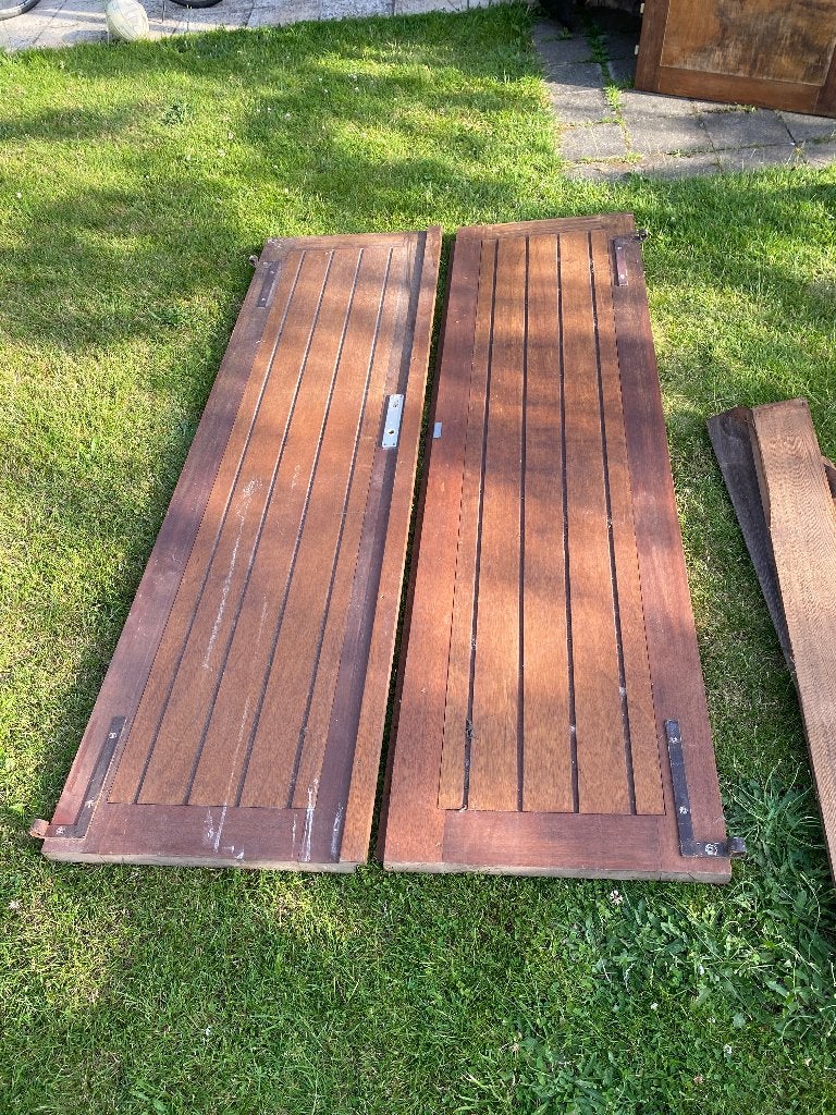 Dubbele deur, 200 tot 215 cm, Hout, Ophalen, 100 tot 120 cm