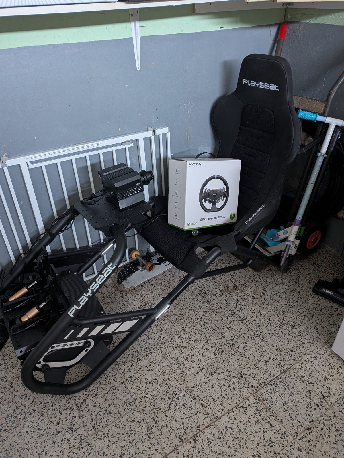 Complete Moza R9 V3 Simracing Set + Playseat Trophy + ESX St, Informatique & Logiciels, Joysticks, Enlèvement, Comme neuf, Moza Racing
