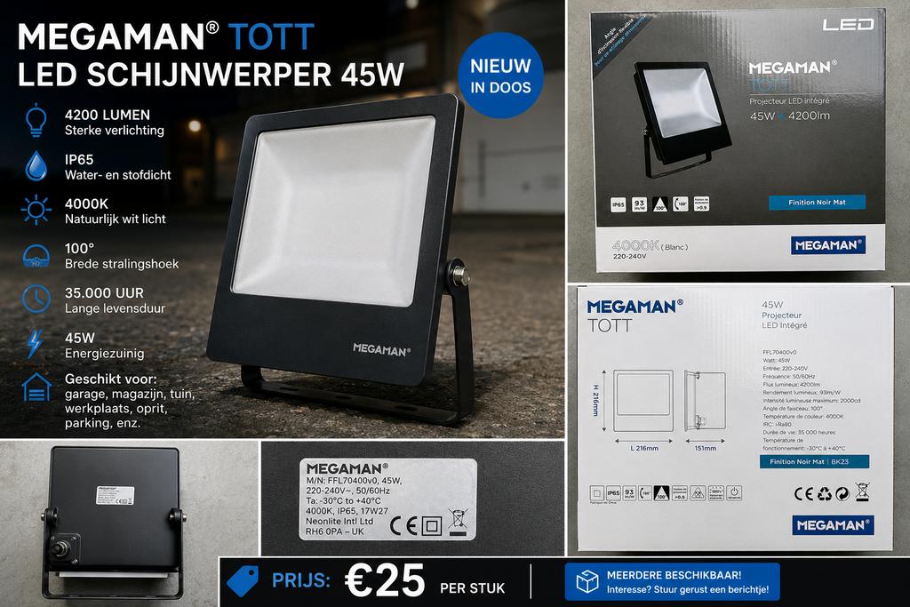 MEGAMAN LED Schijnwerpers 45W, Ophalen of Verzenden, Nieuw, Minder dan 50 watt, Armatuur