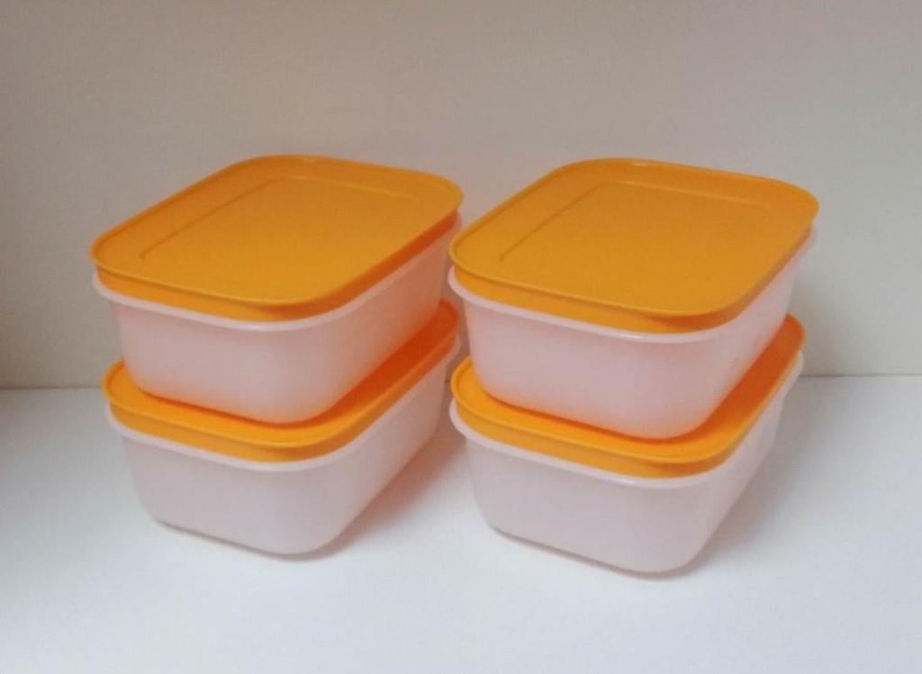 Tupperware™ « Diepvriezerdoos Igloo » 450 ml x 4 - oranje, Verzenden, Nieuw, Oranje, Bus of Trommel