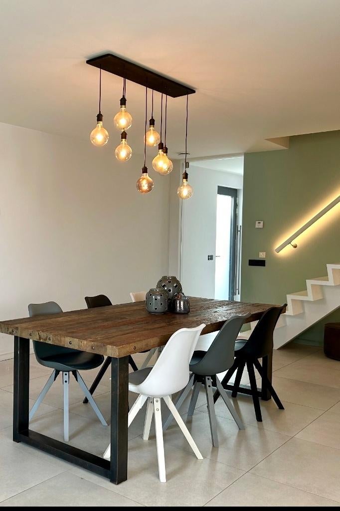 Industriële eettafel, Huis en Inrichting, Tafels | Eettafels, Ophalen, Zo goed als nieuw, Vijf personen of meer, Industrieel
