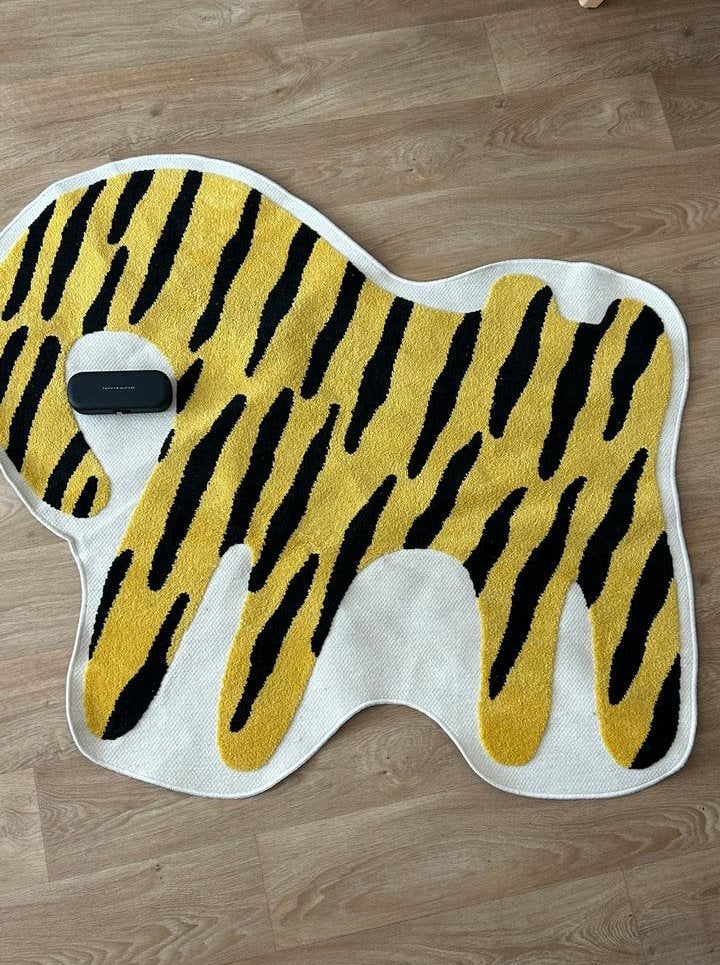 Tapis Ikea design original jaune, noir et blanc, Jaune, Enlèvement, Comme neuf, IKEA
