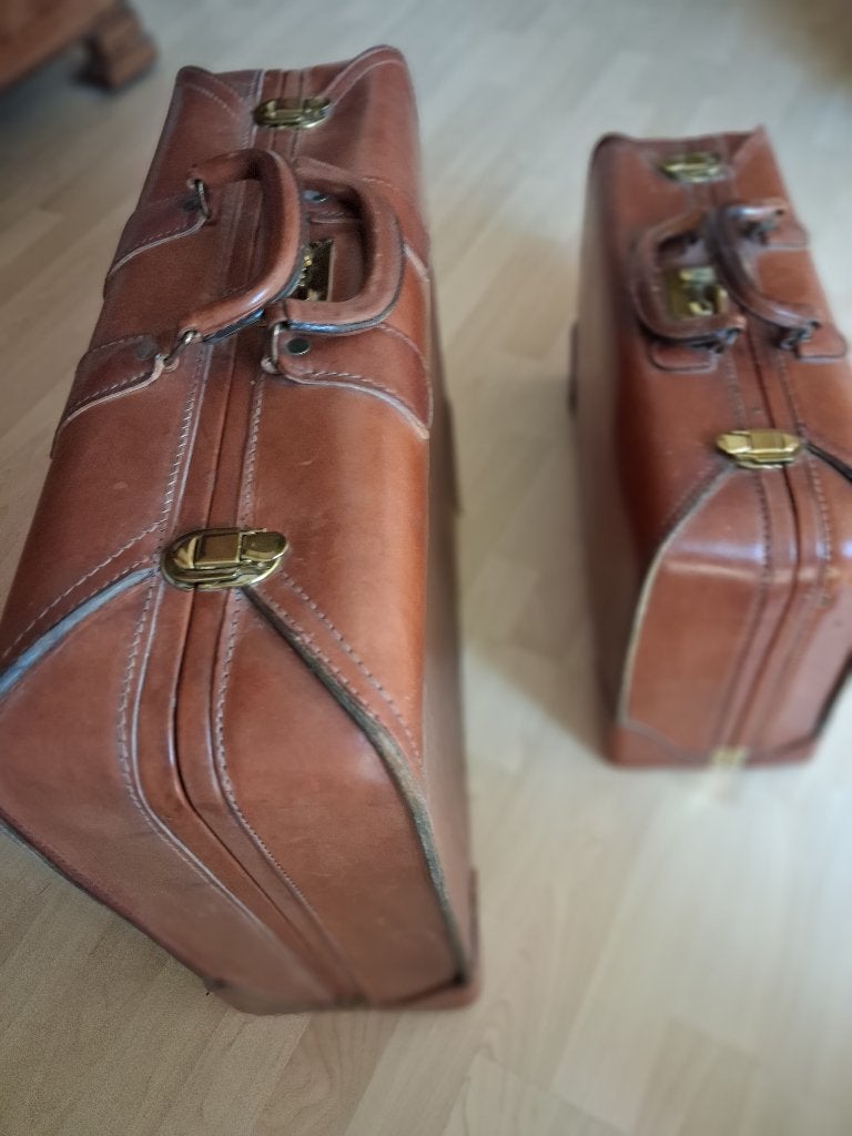 Baggages vintage en cuir italien, Enlèvement, Cuir, Clé