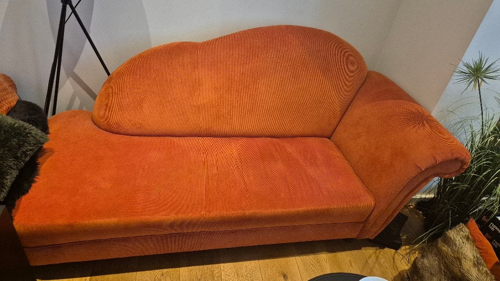 Chaise longue, zetel oranje, Maison & Meubles, Canapés | Sofas & Chaises Longues, Comme neuf, Deux personnes, 150 à 200 cm, 75 à 100 cm