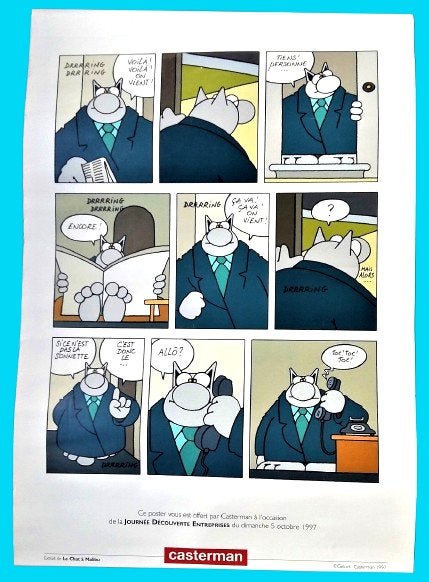 Poster Le Chat ☎️ ~ Ph. Geluck 1997 ~ Format: 50 x 34,5 cm, Rechthoekig Staand, Ophalen of Verzenden, Zo goed als nieuw, A1 t/m A3