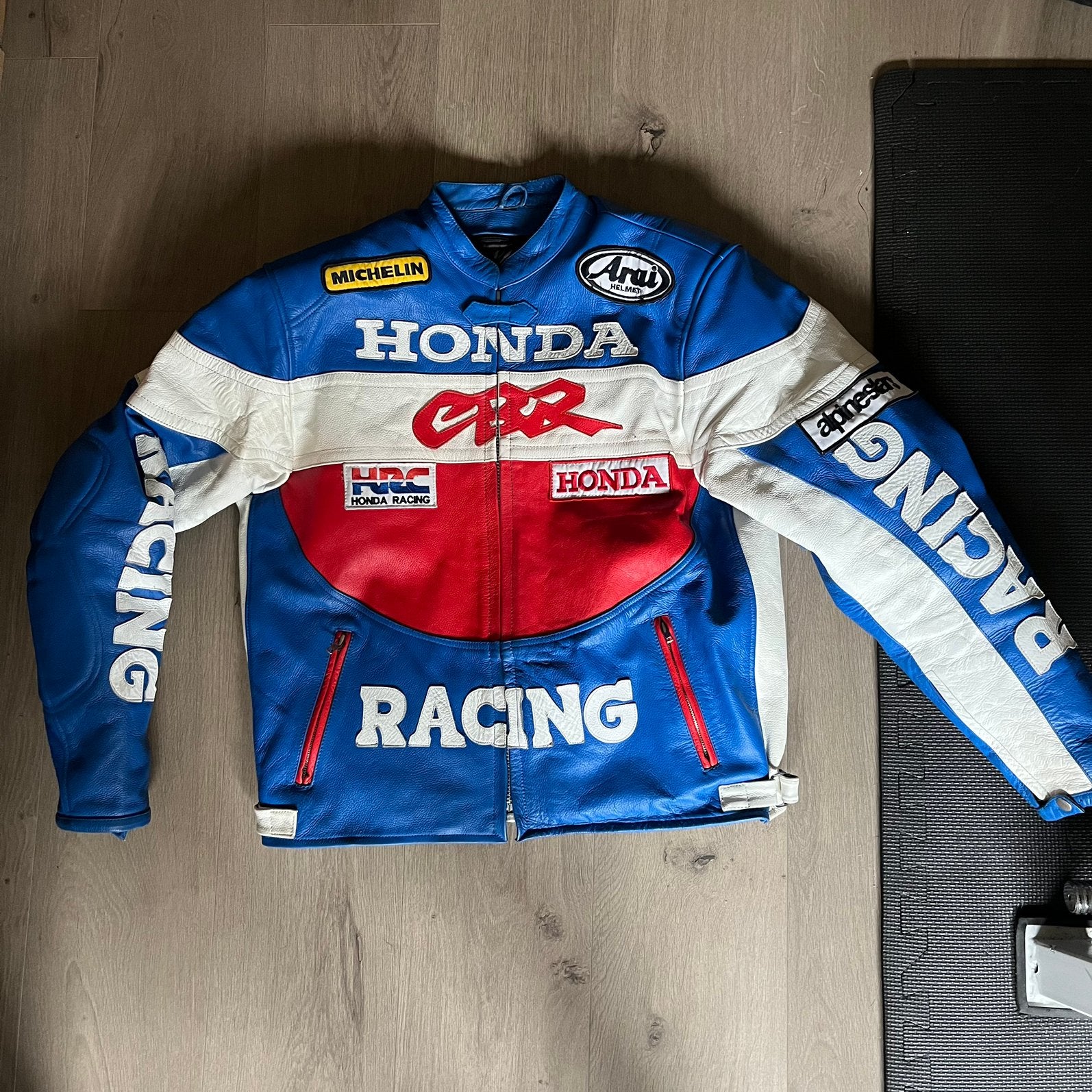 Vintage Honda CBR leren jas | maat L | rug+elleboog besch., Enlèvement ou Envoi, Seconde main, Hommes, Manteau | cuir