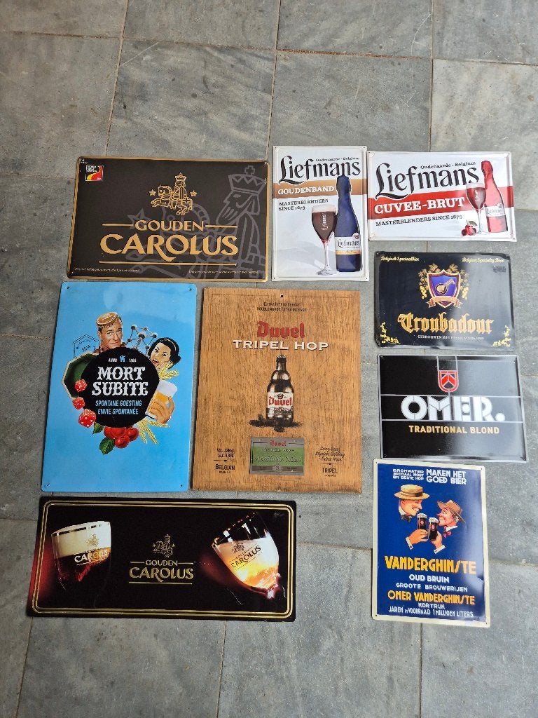 Lot 9 bier reclameborden, Enlèvement, Utilisé, Duvel