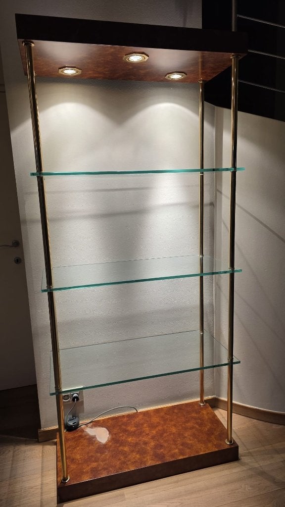 Stijlvolle glazen vitrinekast met verlichting – 90x40x198 cm, Huis en Inrichting, Kasten | Vitrinekasten, Ophalen, Gebruikt, 50 tot 100 cm