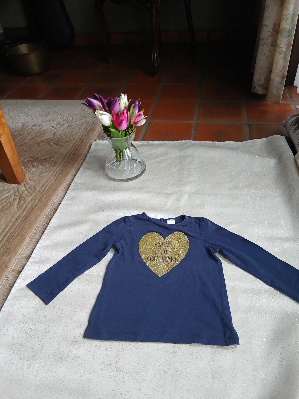 Donkerblauwe longsleeve ‘Mama’s Little Sweetheart’ – Maat 86, Enlèvement ou Envoi