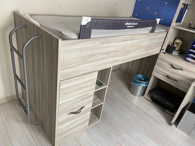 Bed Halfhoogslaper jeugdkamer kasten bureau, Ophalen, Gebruikt, Halfhoogslaper