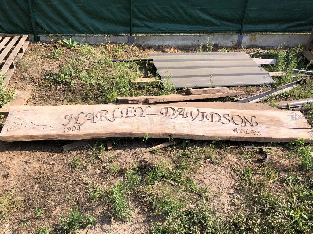 Houten Harley Davidson bord, Ophalen, Gebruikt