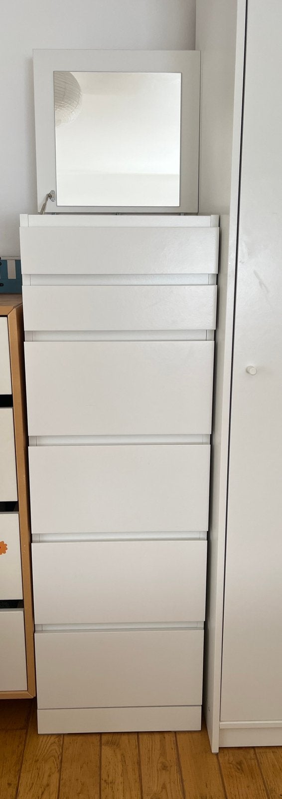 Malm Commode 6 tiroirs, blanc/miroir, Enlèvement, Comme neuf