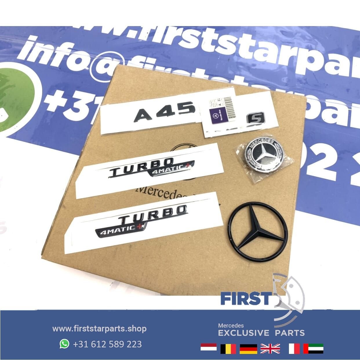 W177 V177 A45s AMG LOGO SET ZWART LETTERS Mercedes A KLASSE, Gebruikt, -, Ophalen of Verzenden, -