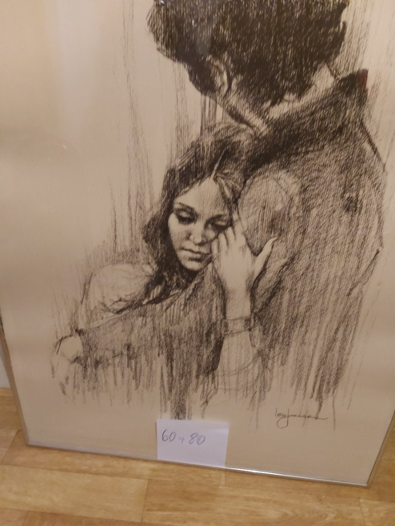 Schilderij 60 op 80 cm, Ophalen, Pastel, Papier/karton, Achter glas