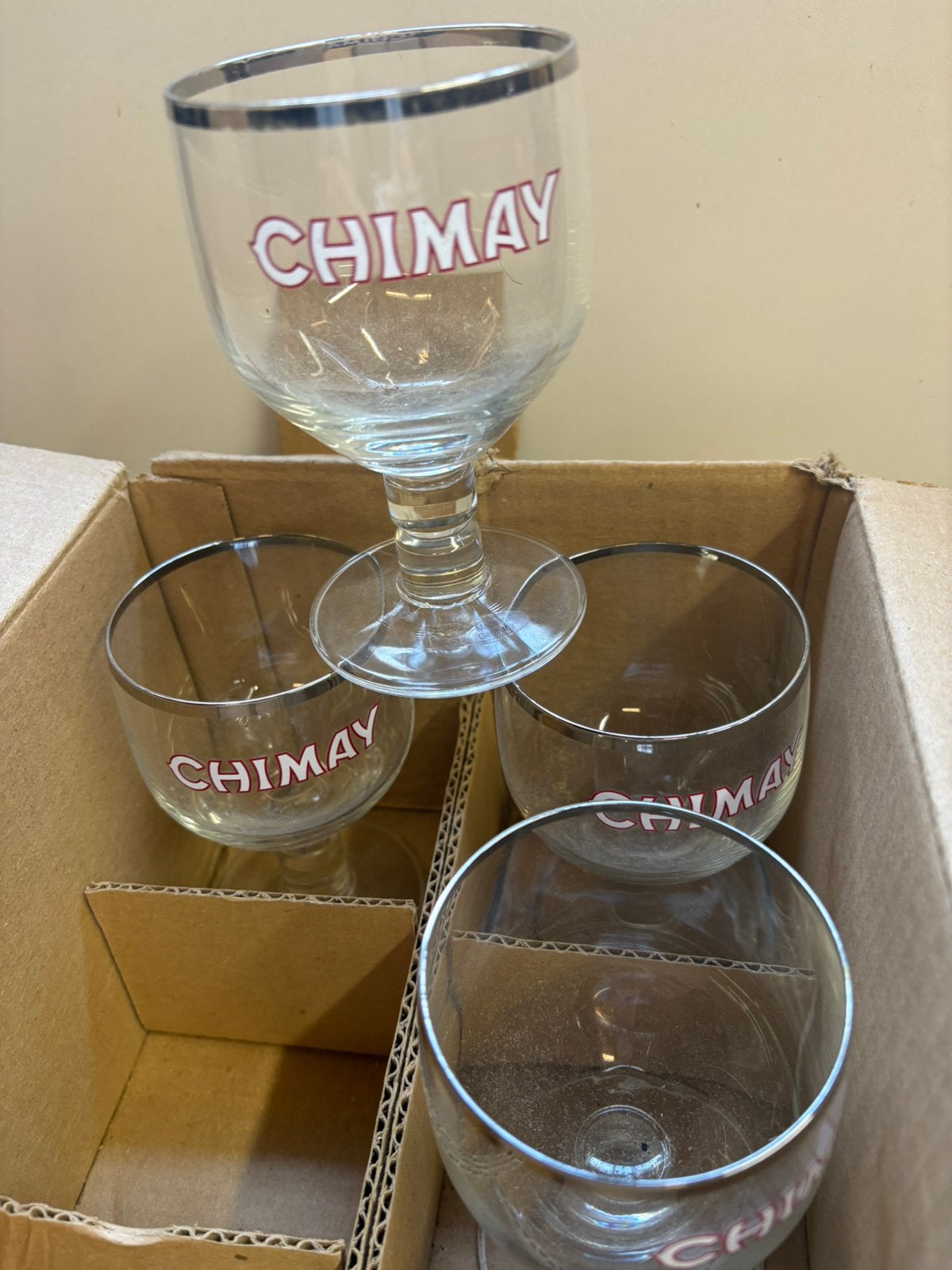 Verres à dégustation Chimay h 12 cm 4 pièces, Collections, Enlèvement ou Envoi, Comme neuf